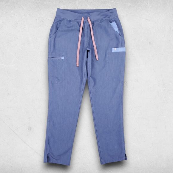 FIGS Yola Scrub Pants Women M Med Blue Cargo Drawstring Technical Workwear Nurse - Picture 2 of 9